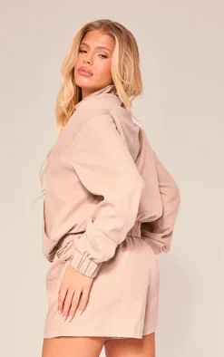 PLT SPORT Mocha Peached Half Zip Jacket