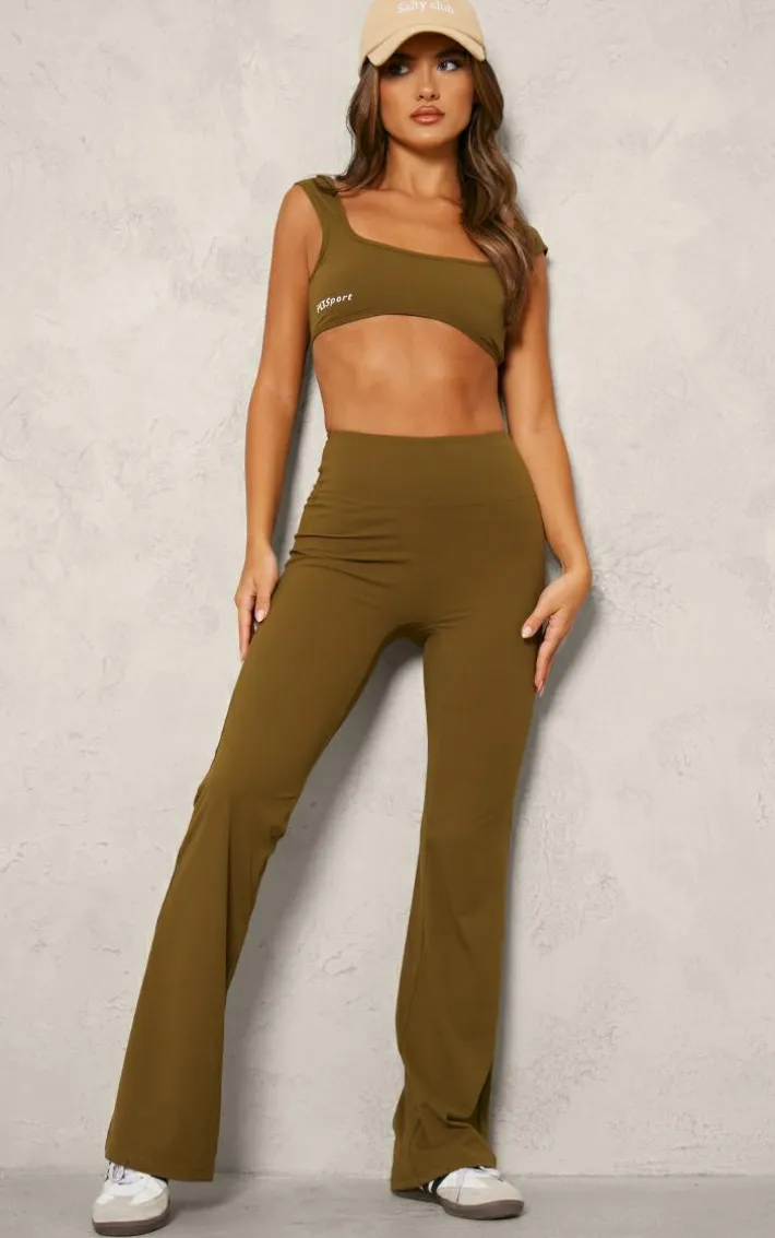 PLT SPORT Moss Green Sculpt Open Back Underbust Sports Bra