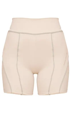 PLT SPORT Oatmeal Sculpt Contrast Seam Gym Shorts