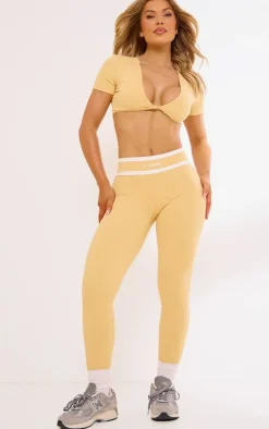 PLT SPORT Peach Sculpt Contrast Detail Leggings