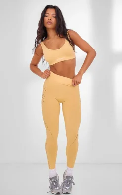 PLT SPORT Peach Seamless Distressed Leggings