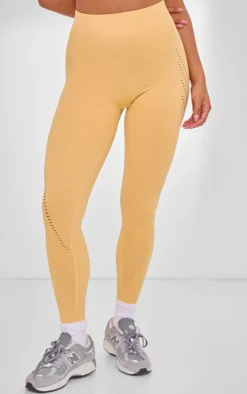 PLT SPORT Peach Seamless Distressed Leggings