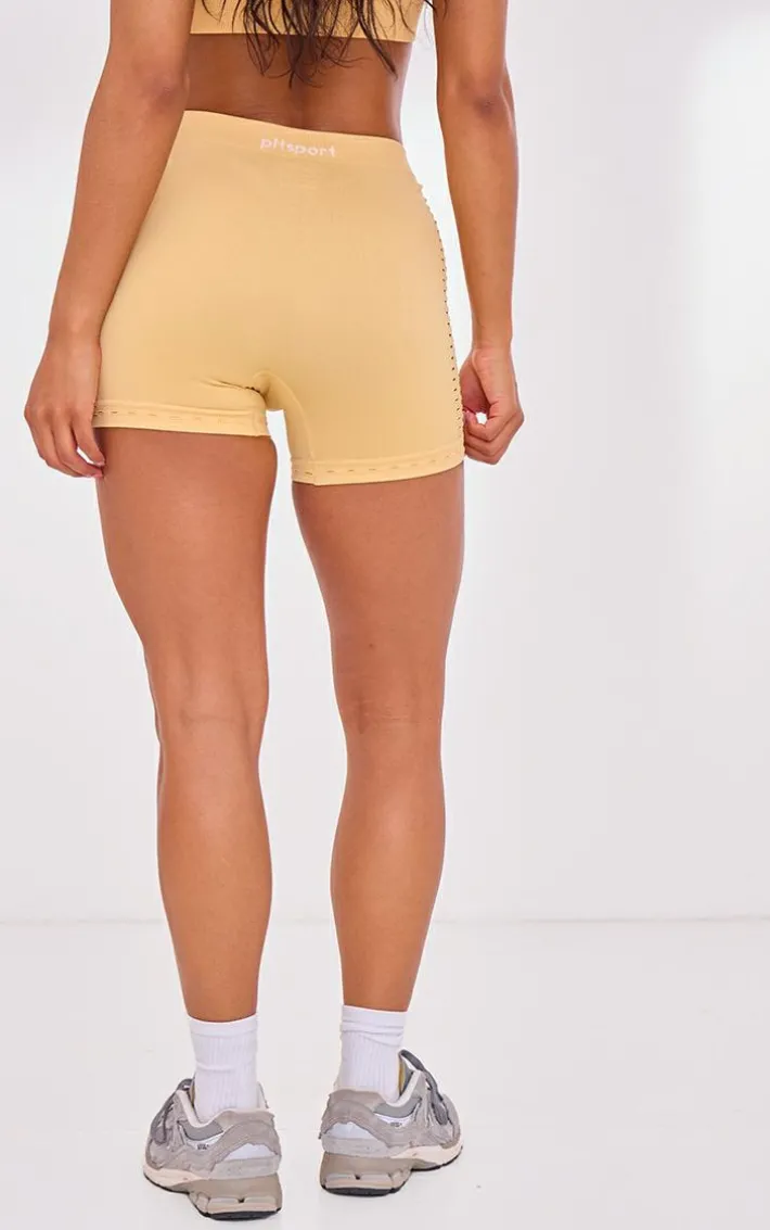 PLT SPORT Peach Seamless Distressed Shorts