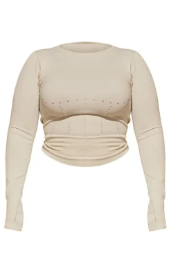 PLT SPORT Plus Bone Seamless Laser Cut Long Gym Top