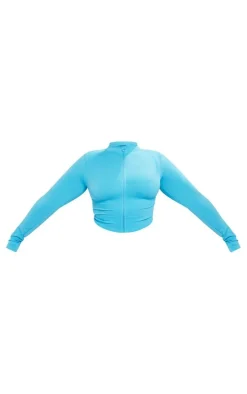 PLT SPORT Plus Bright Blue Seamless Bust Panel Detail Zip Up Jacket