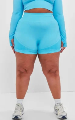 PLT SPORT Plus Bright Blue Seamless Contrast Detail Shorts