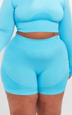 PLT SPORT Plus Bright Blue Seamless Contrast Detail Shorts