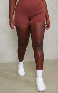 PLT SPORT Plus Espresso Textured Booty Shorts