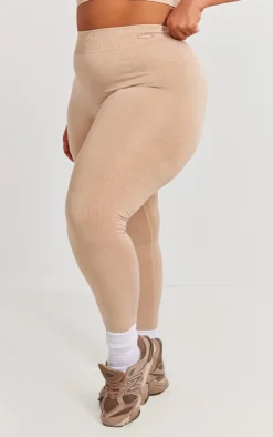 PLT SPORT Plus Mocha Acid Wash Seamless Ribbed Leggings