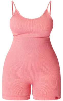 PLT SPORT Plus Raspberry Acid Wash Seamless Gym Unitard