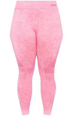 PLT SPORT Plus Raspberry Acid Wash Seamless Ribbed Leggings