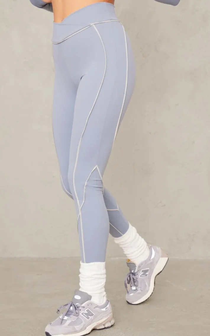 PLT SPORT Steel Blue Sculpt Contrast Gym Legging