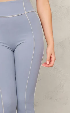 PLT SPORT Steel Blue Sculpt Contrast Seam Gym Leggings