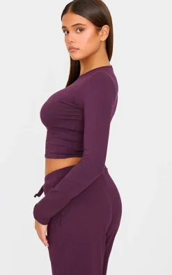 Plum Cotton Jersey Long Sleeve Top