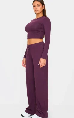 Plum Cotton Jersey Long Sleeve Top
