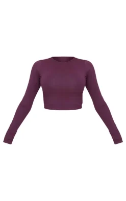 Plum Cotton Jersey Long Sleeve Top