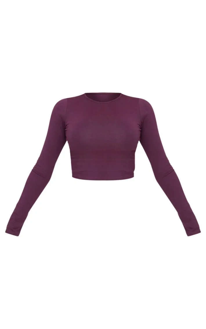 Plum Cotton Jersey Long Sleeve Top