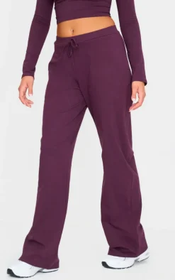 Plum Cotton Jersey Straight Leg Pants