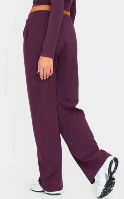 Plum Cotton Jersey Straight Leg Pants