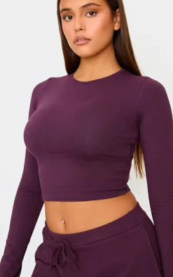 Plum Cotton Jersey Straight Leg Pants