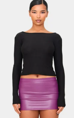 Plum Faux Leather Micro Mini Skirt