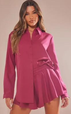 Plum Long Sleeve Oversized Shirt