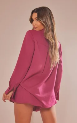Plum Long Sleeve Oversized Shirt