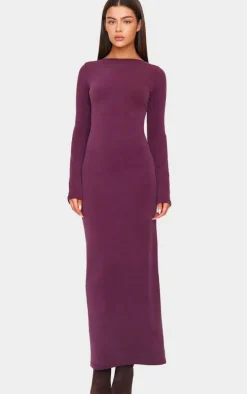 Plum Premium Contour Boat Neck Maxi Dress