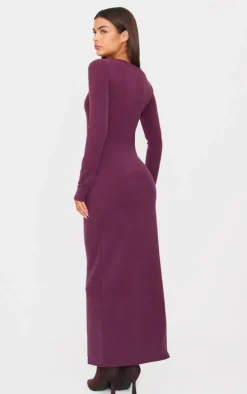 Plum Premium Contour Boat Neck Maxi Dress