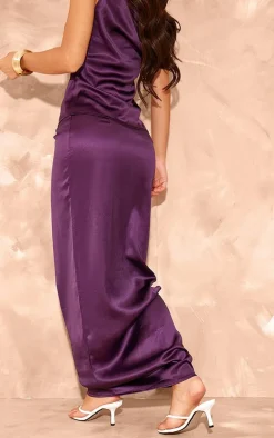 Plum Satin Maxi Skirt