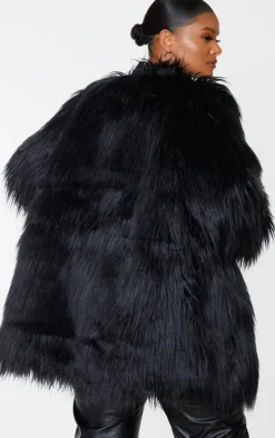 Plus Amaria Black Shaggy Faux Fur Jacket