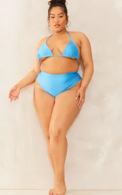 Plus Aqua High Waist Bikini Bottoms
