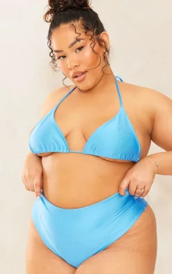 Plus Aqua High Waist Bikini Bottoms