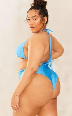 Plus Aqua Triangle Bikini Top