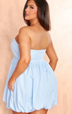 Plus Baby Blue Bandeau Puffball Mini Dress