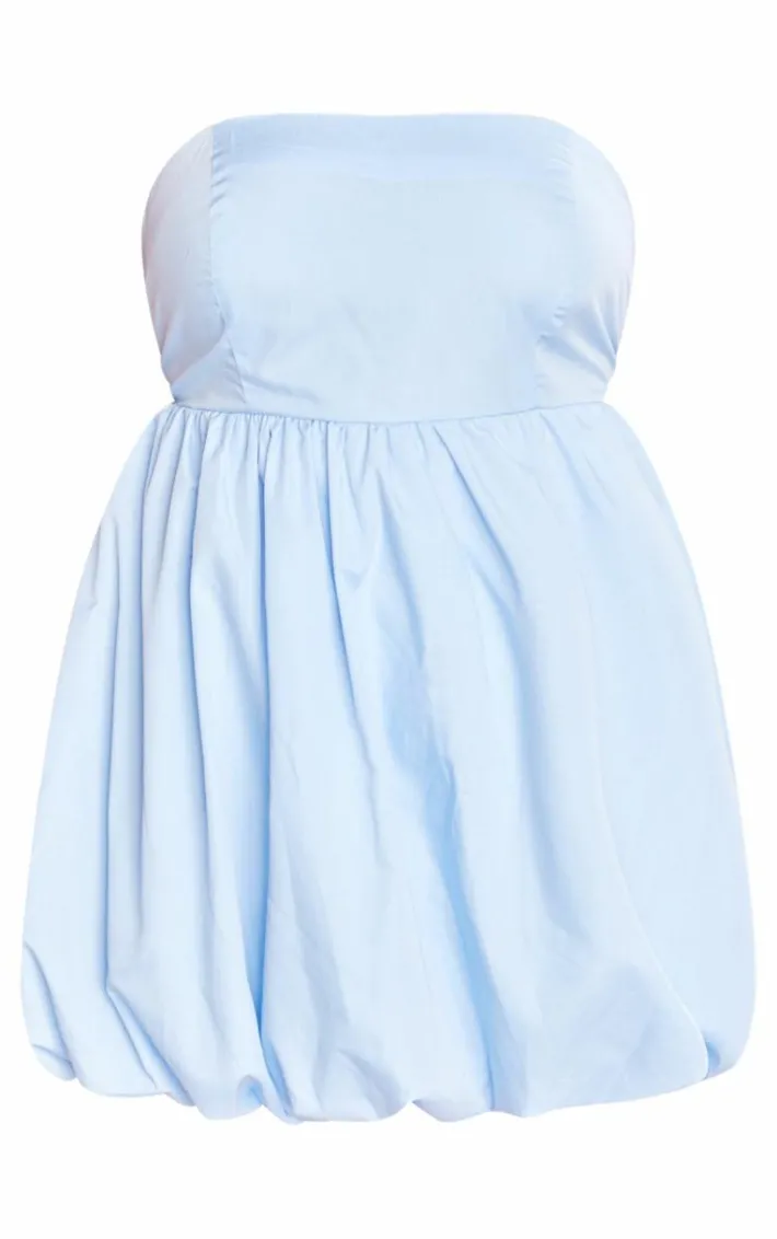 Plus Baby Blue Bandeau Puffball Mini Dress