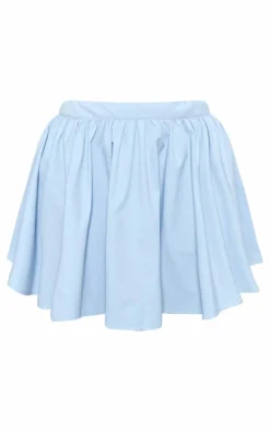 Plus Baby Blue Pleated Mini Skirt