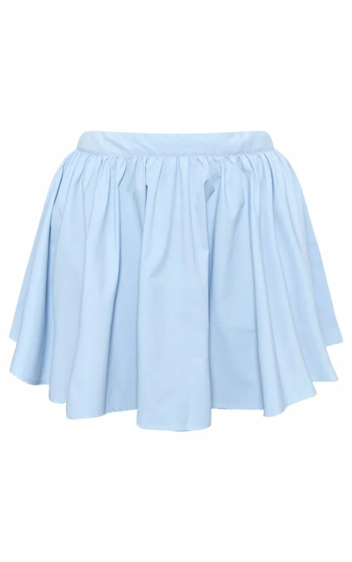 Plus Baby Blue Pleated Mini Skirt