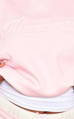 Plus Baby Pink Embossed Graphic Oversized Sweatshirt