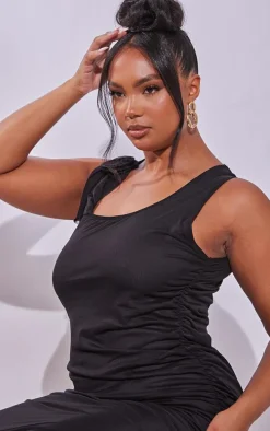 Plus Black Corsage Detail Midi Dress