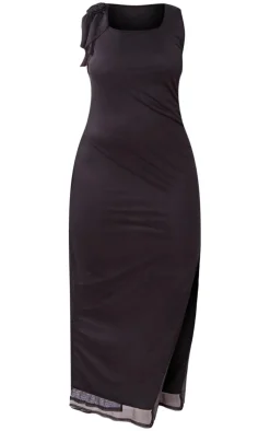 Plus Black Corsage Detail Midi Dress