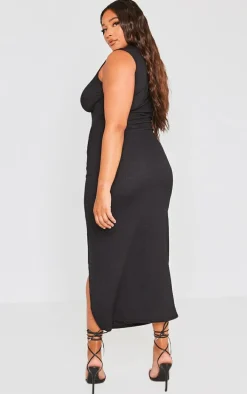 Plus Black Cut Out Front Bodycon Midi Dress