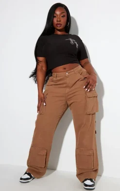 Plus Black Diamante Cross Cropped T-shirt