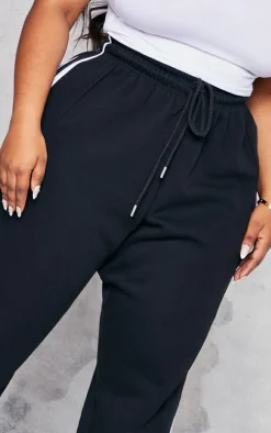 Plus Black Double Sided Stripe Sweatpants