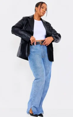 Plus Black Faux Leather Blazer