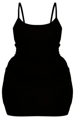Plus Black Jersey Strappy Bodycon Dress