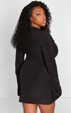 Plus Black Knot Front Detail Bodycon Dress