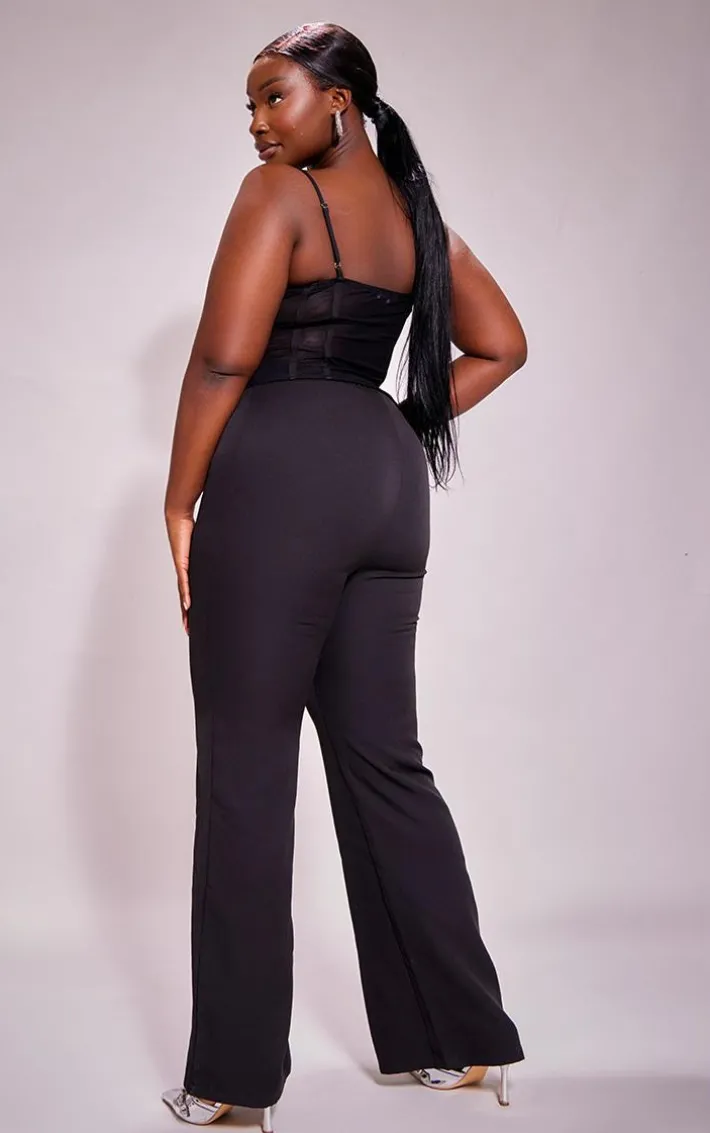 Plus Black Lace Corset Detail Jumpsuit