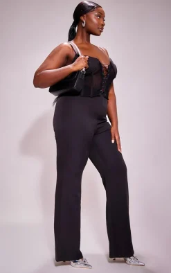 Plus Black Lace Corset Detail Jumpsuit