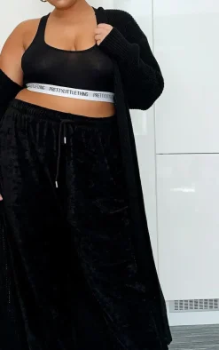 Plus Black Maxi Knitted Cardigan